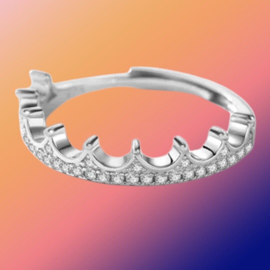925 Sterling Zilveren Ring met Kroon en Zirconia