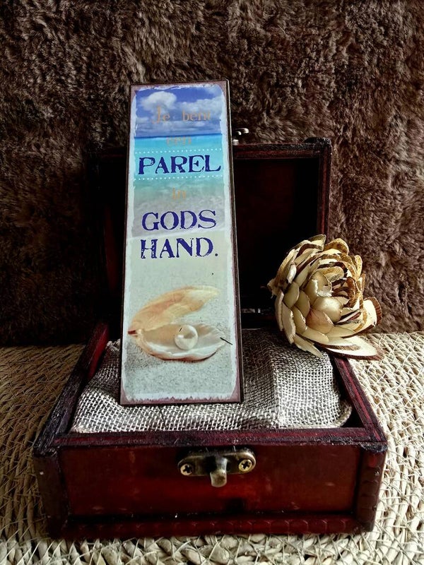 Magneet 'Je bent een parel in Gods hand.' – Christelijke koelkastmagneet
