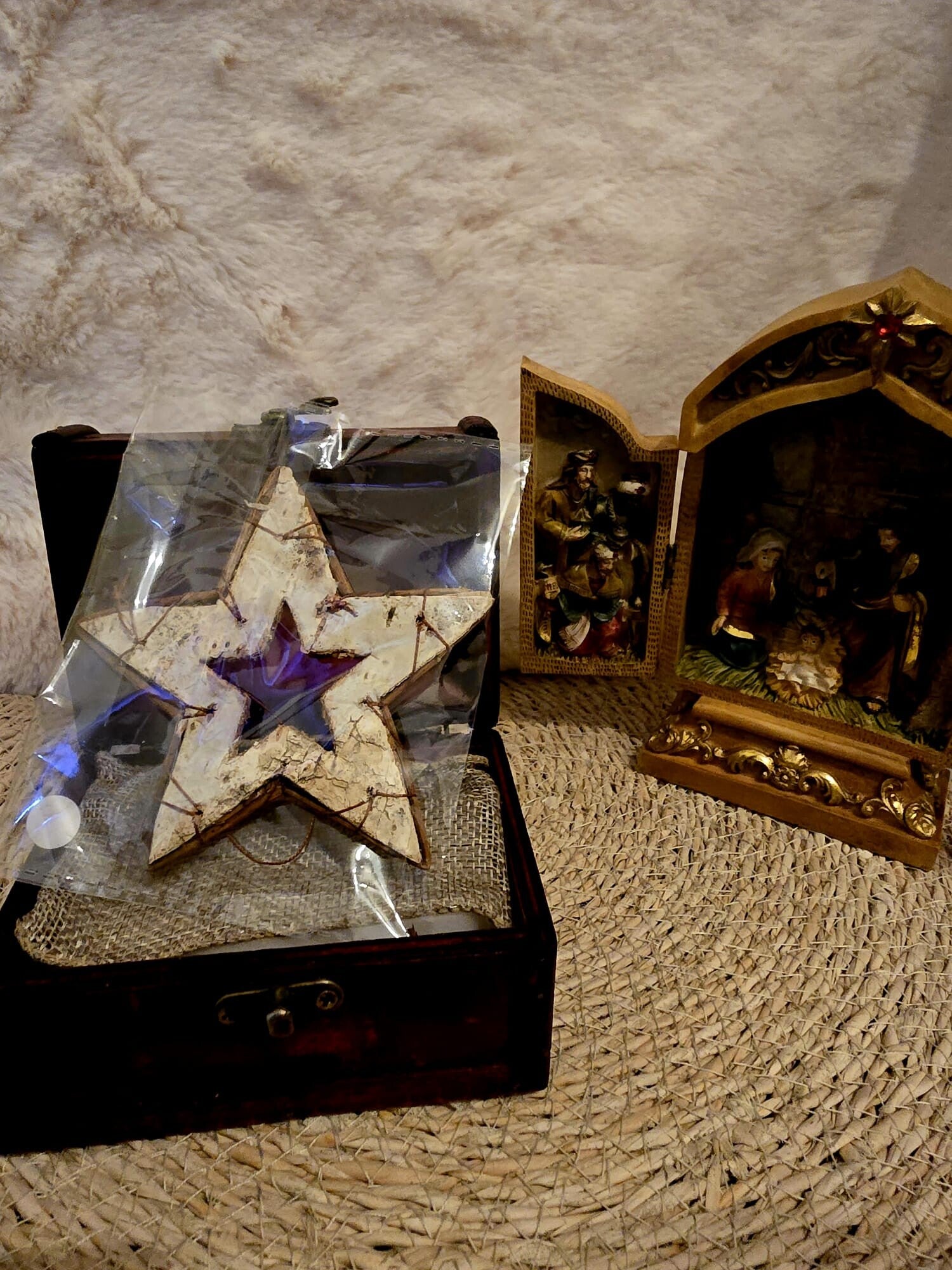 Rustieke Houten Kerstster met Schorseffect