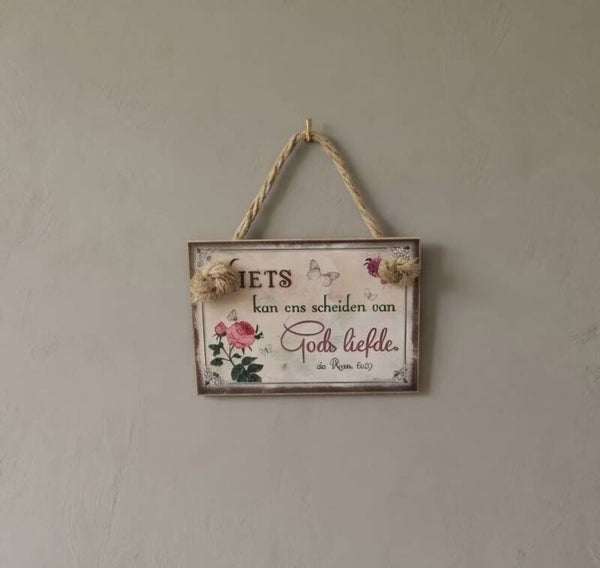 MDF Wandbordje Romeinen 8:39 Niets Kan Ons Scheiden – Christelijke Decoratie