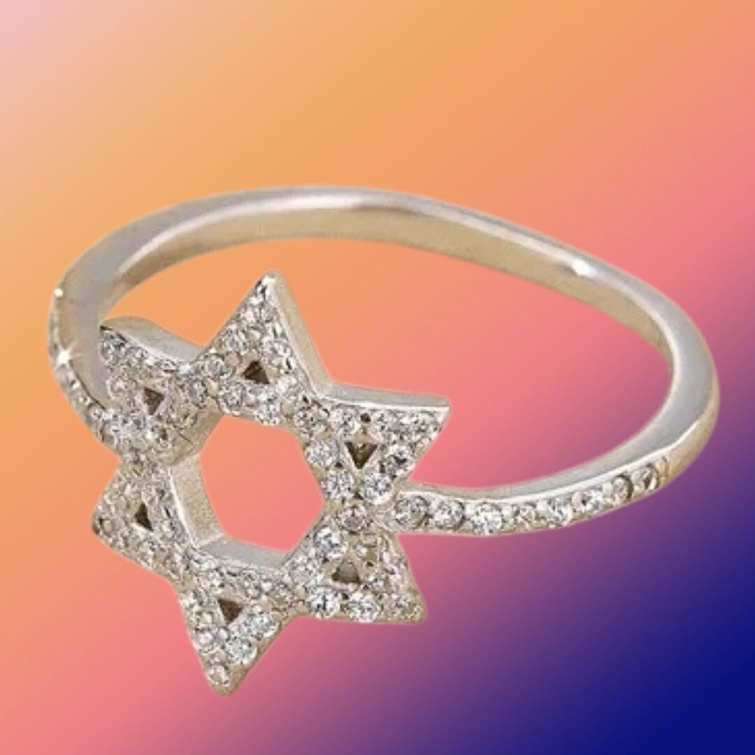 925 Sterling Zilveren Ring met Davidsster en Zirconia