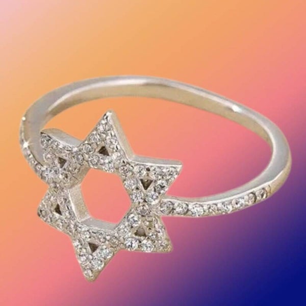 925 Sterling Zilveren Ring met Davidsster en Zirconia