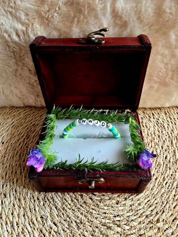 Armband wit, groen, blauw