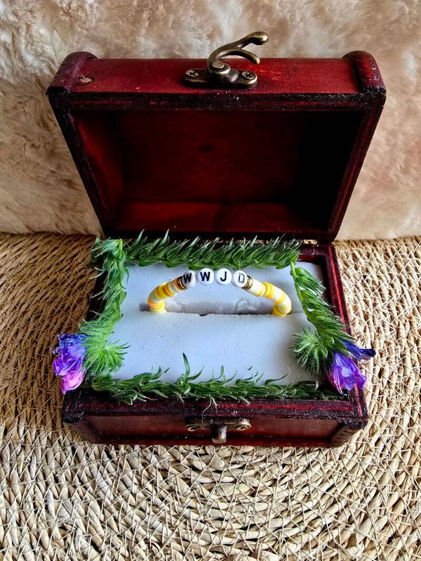 Armband geel oranje wit