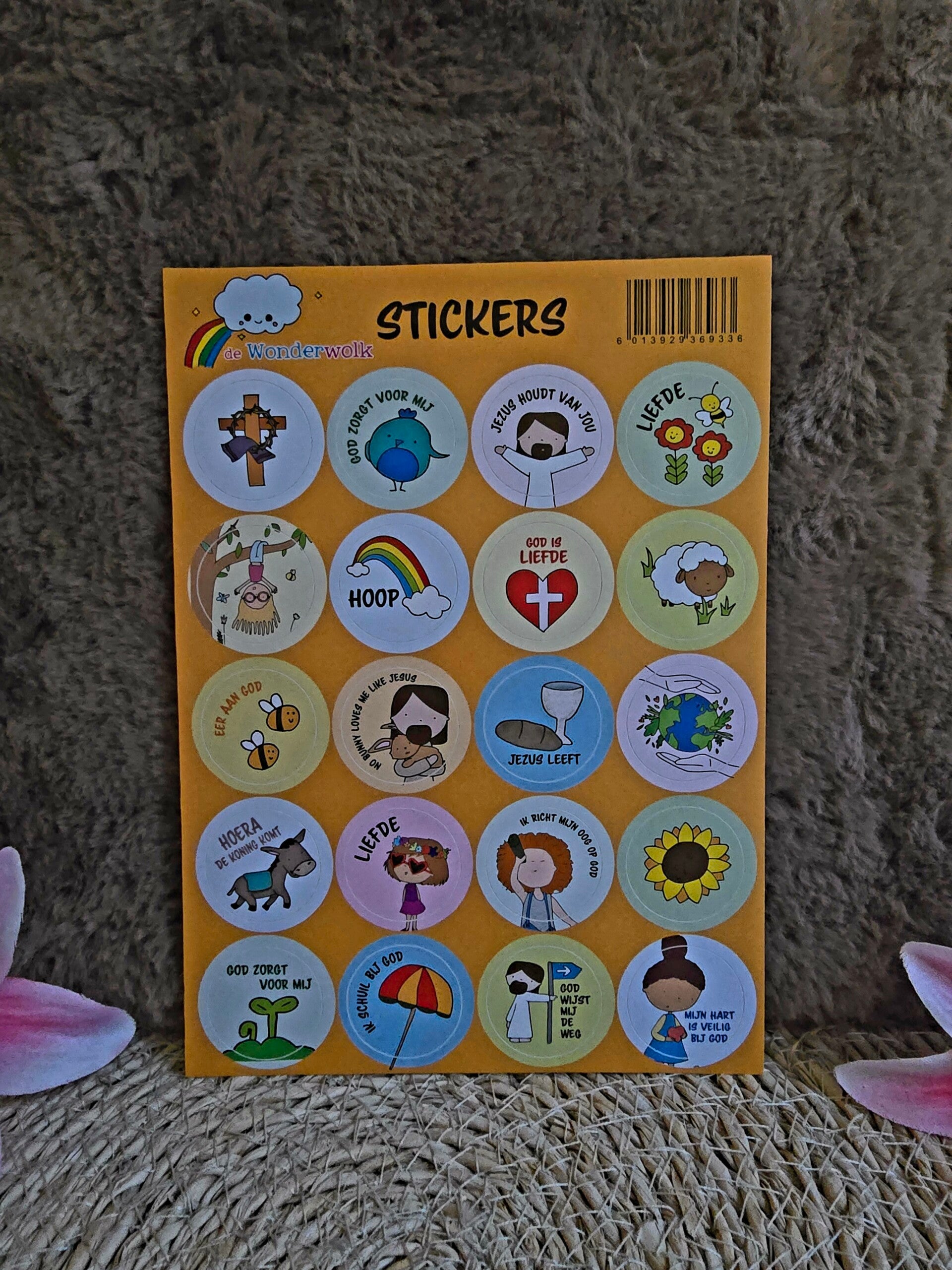 Bijbelse Stickervel (20 Ronde Stickers) – de Wonderwolk