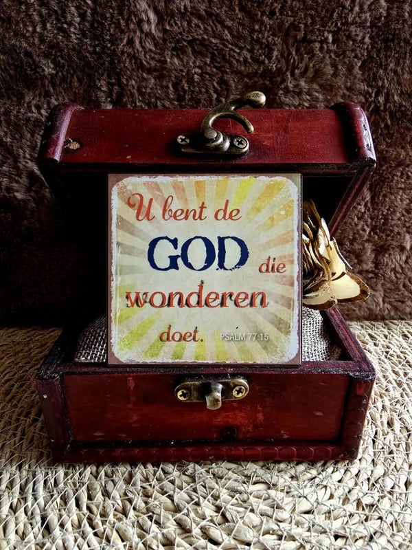 Magneet 'U bent de God die wonderen doet.' – Vierkante christelijke koelkastmagneet