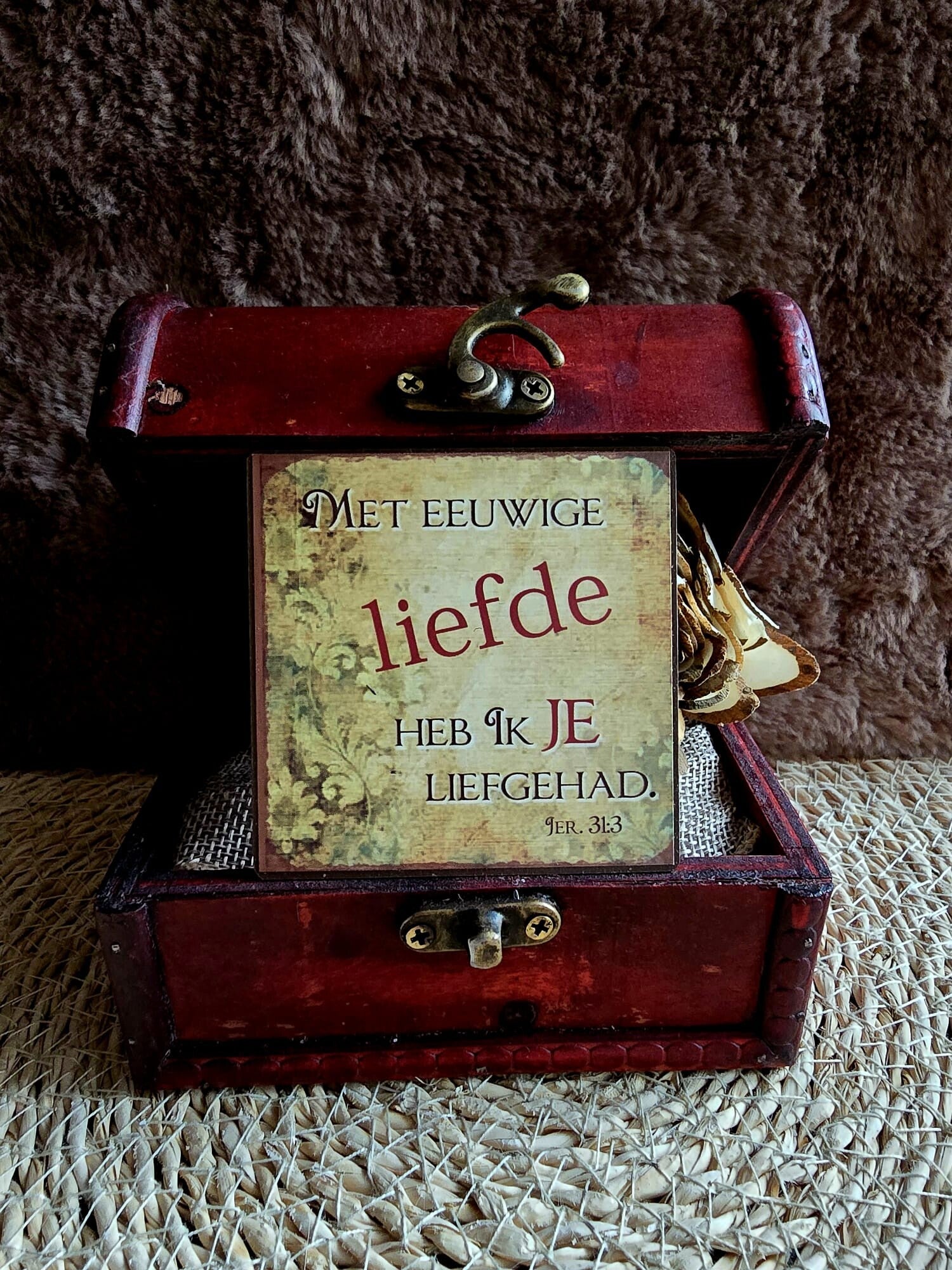 Magneet 'Met eeuwige liefde heb Ik je liefgehad' – Vierkante christelijke koelkastmagneet