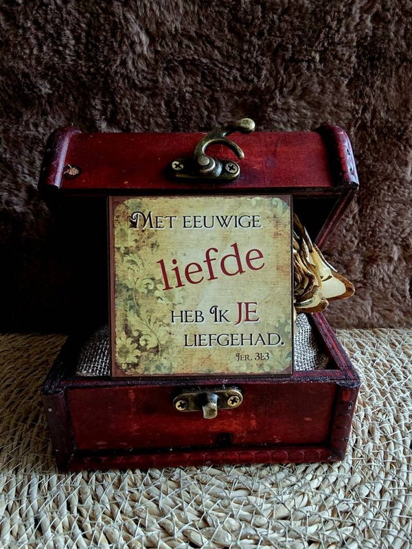 Magneet 'Met eeuwige liefde heb Ik je liefgehad' – Vierkante christelijke koelkastmagneet