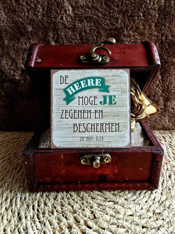 Magneet 'De Heere moge je zegenen en beschermen' – Vierkante christelijke koelkastmagneet