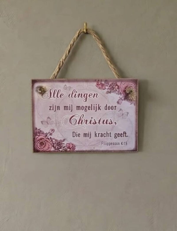 MDF Wandbordje Filippenzen 4:13 Alle Dingen Mogelijk – Christelijke Decoratie