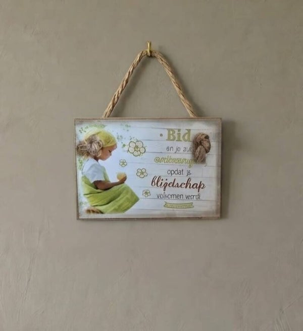 MDF Wandbordje Bid en Je Zult Ontvangen – Christelijke Kinder- & Woondecoratie