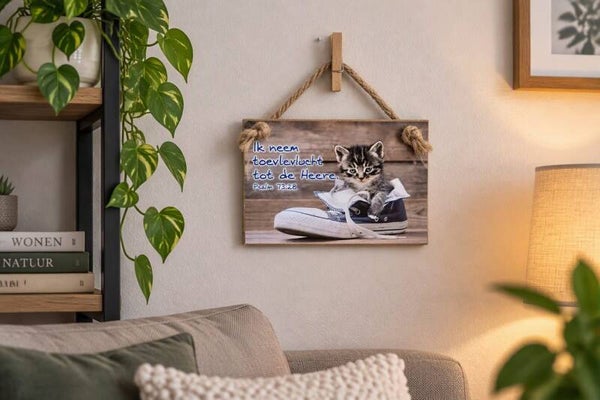 MDF Wandbordje Psalm 73:28 Katje in Sneaker – Christelijke Kinder- & Woondecoratie
