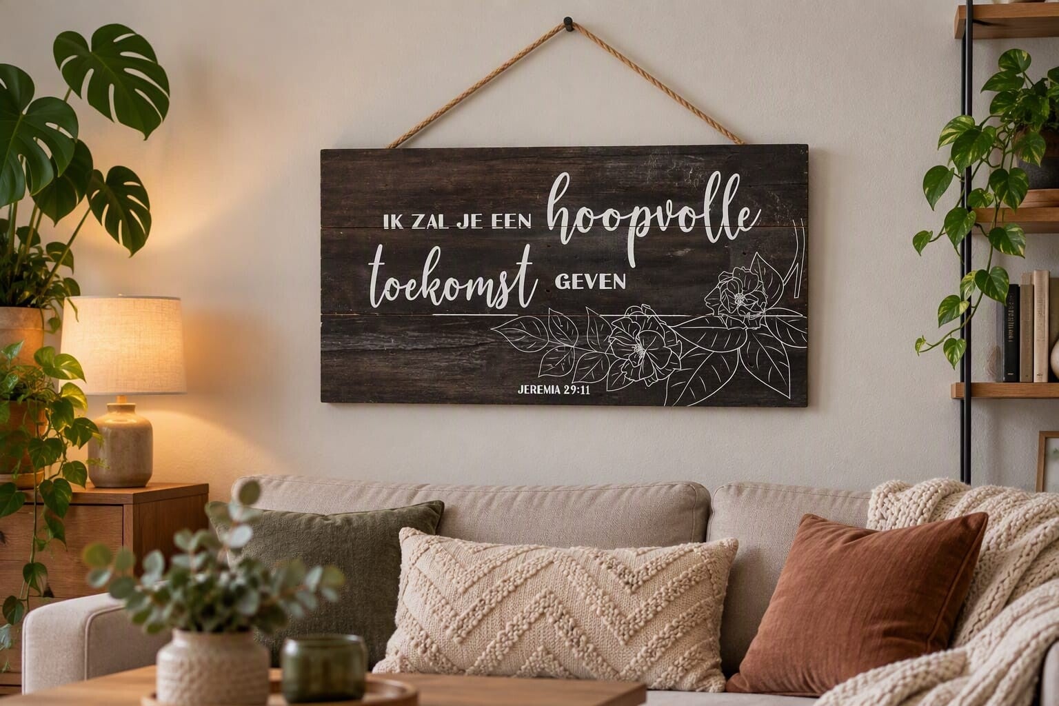 Houten Wandbord Jeremia 29:11 Hoopvolle Toekomst – Christelijke Decoratie