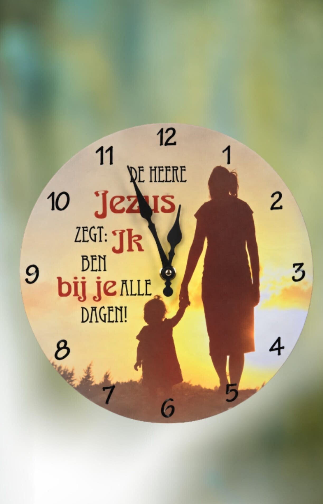Wandklok – De Heere Jezus zegt: "Ik ben bij je alle dagen!"