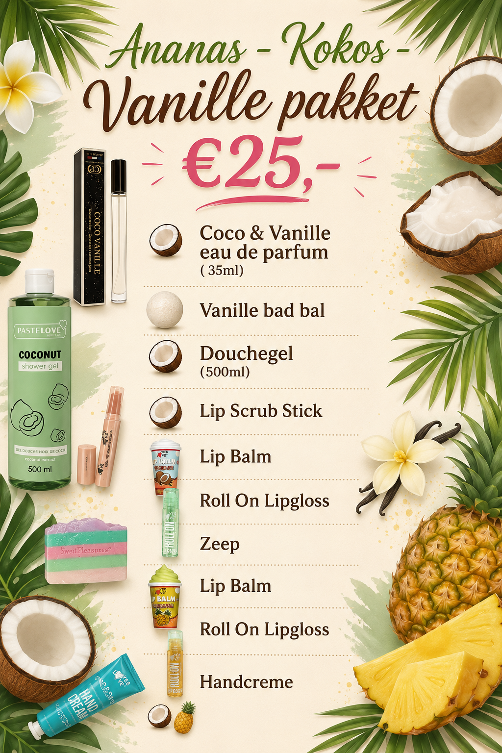 Ananas - Kokos - Vanille setje
