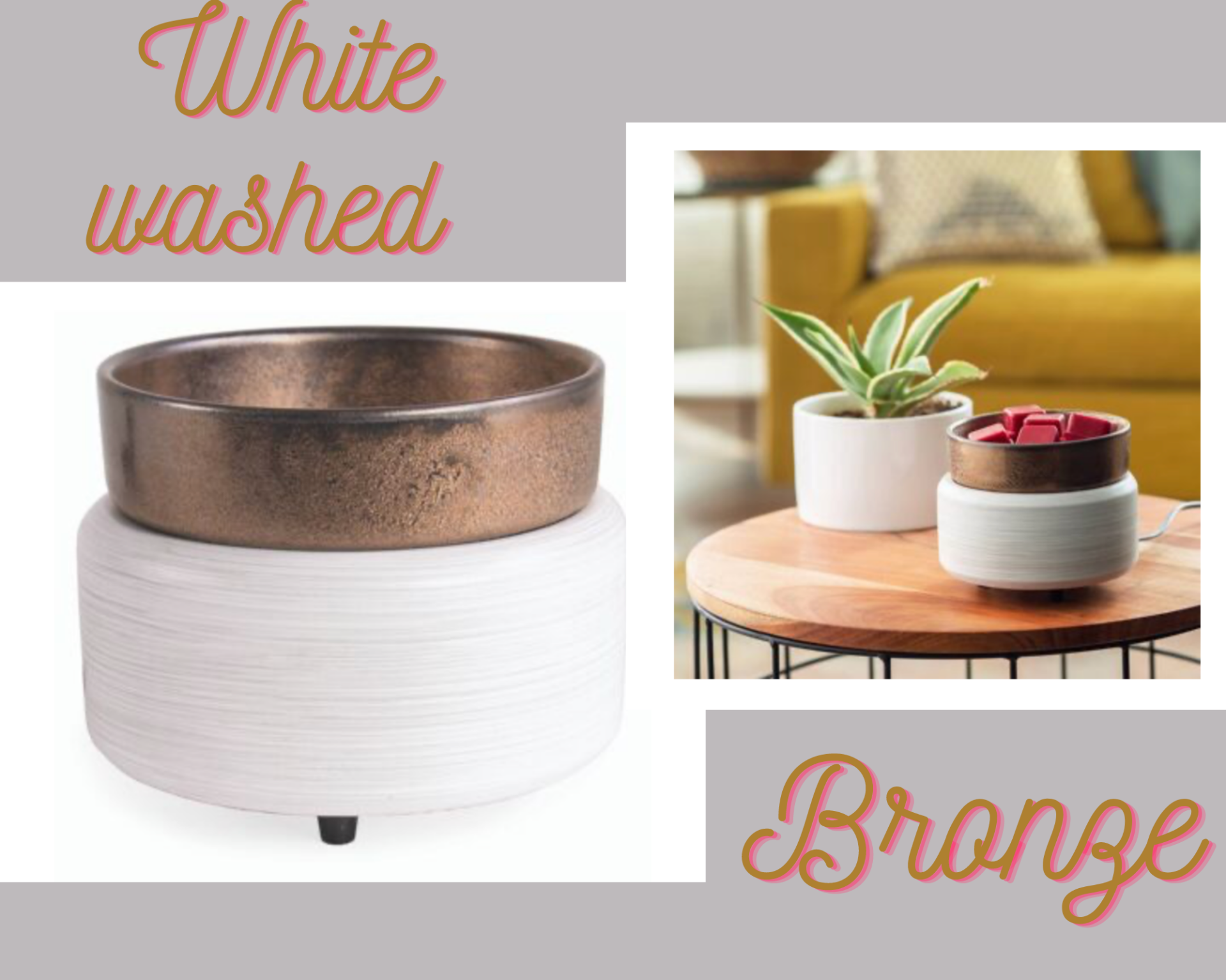 Candle warmer White wash Bronze