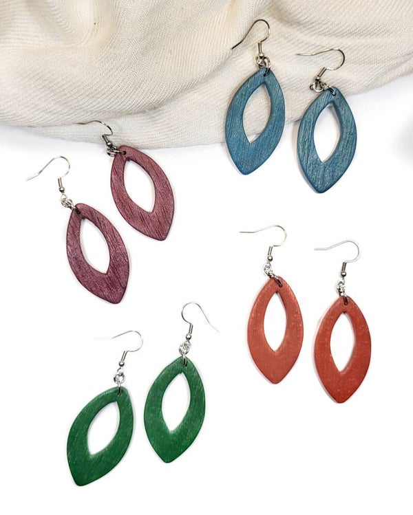 Boucles d'oreilles effet bois