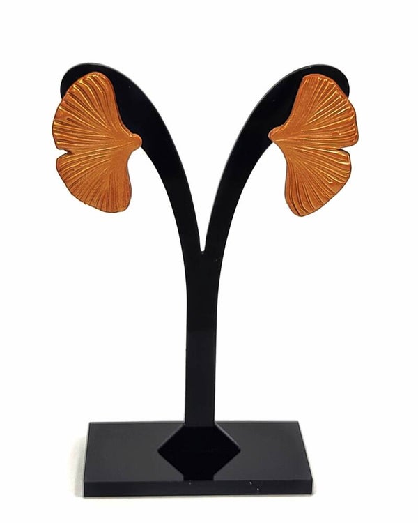 Clou d'oreilles feuille de Ginkgo cuivrée