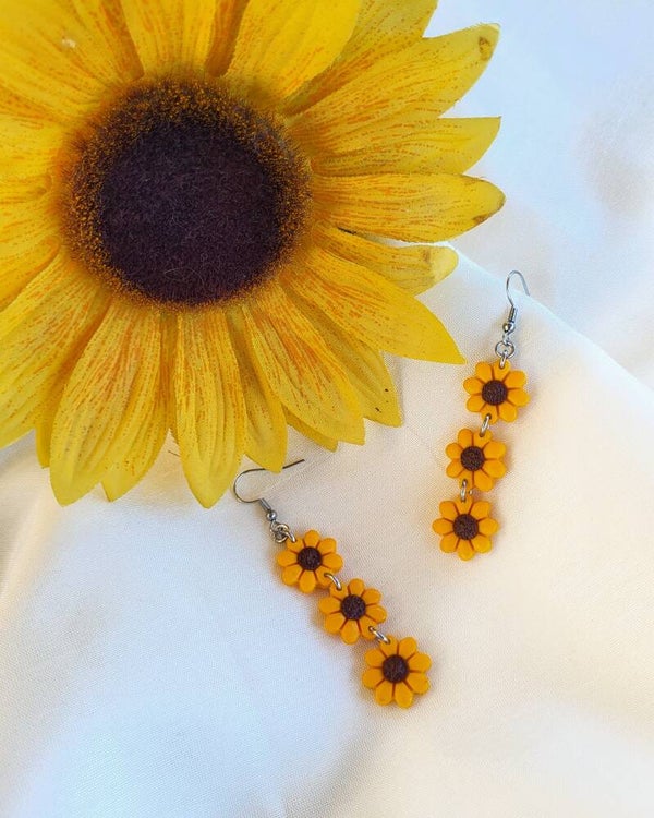 Boucles d'oreilles pendantes tournesols