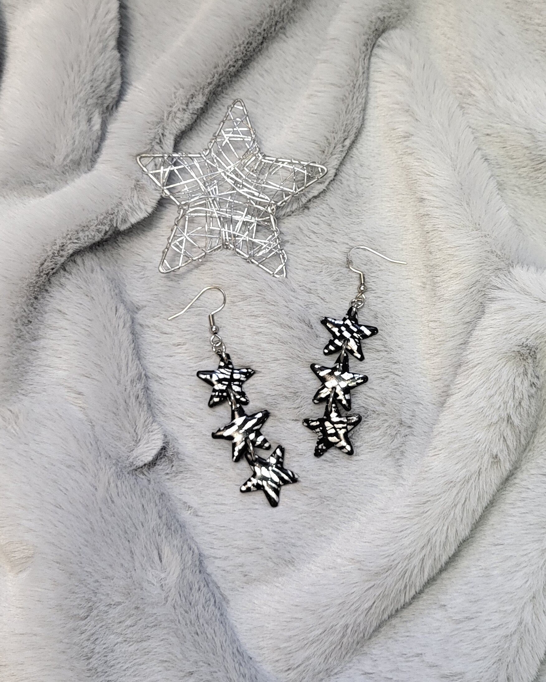 Boucles d'oreilles "Cascade Céleste" argentée