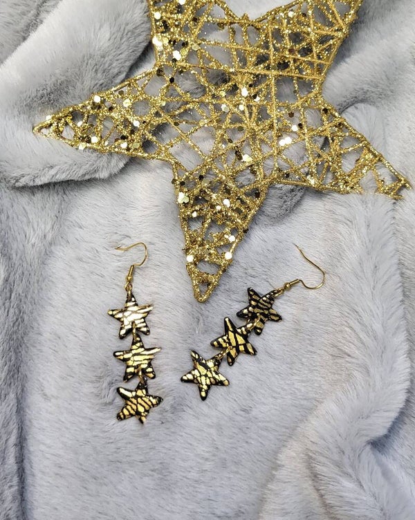 Boucles d'oreilles "Cascade Céleste" dorée