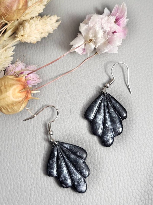 Boucles d'oreilles "Calypso" noir et argenté