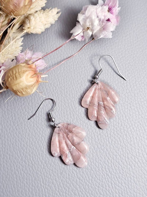Boucles d'oreilles "Calypso" rose poudré
