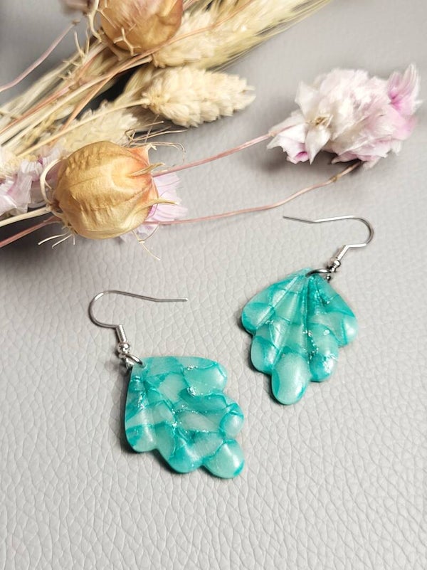 Boucles d'oreilles "Calypso" vert marbré