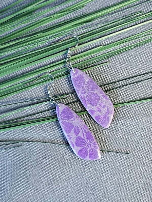 Boucles d'oreilles "Hawaï" violet