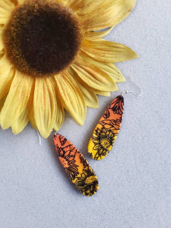 Boucles d'oreilles pendantes "Éclat Solaire" - L' éclat du tournesol