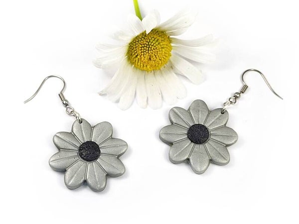 Boucles d'oreilles marguerite argentée