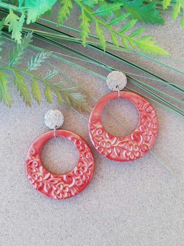 Boucles d'oreilles "Liana" rouge