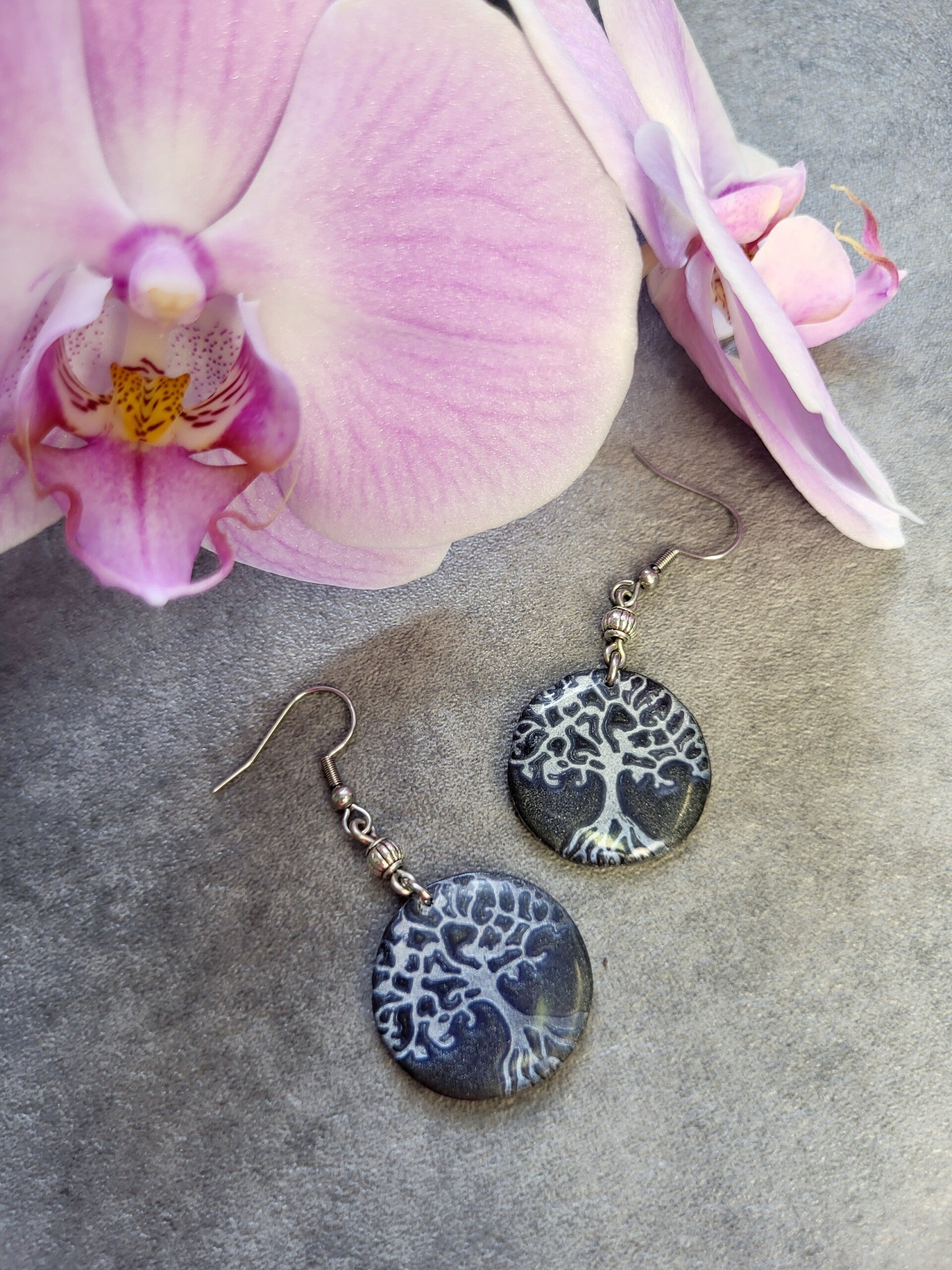 Boucles d'oreilles pendantes arbre de vie