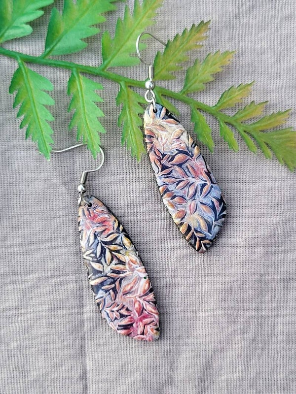 Boucles d'oreilles pendantes "Izia" | "feuillage d'automne"