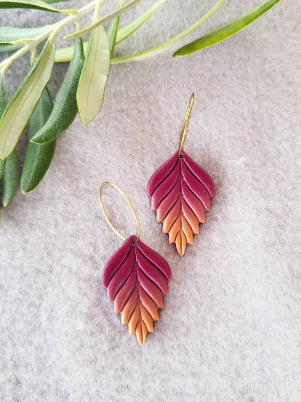 Boucles d'oreilles feuille "Aurore" | boucles d'oreilles pendantes