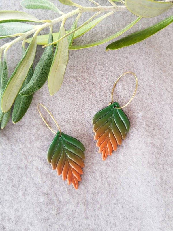 Boucles d'oreilles feuille "Chloé" | boucles d'oreilles pendantes