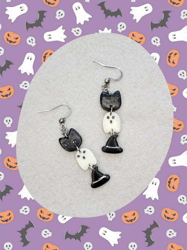 Boucles d'oreilles halloween 🐈‍⬛👻🧙