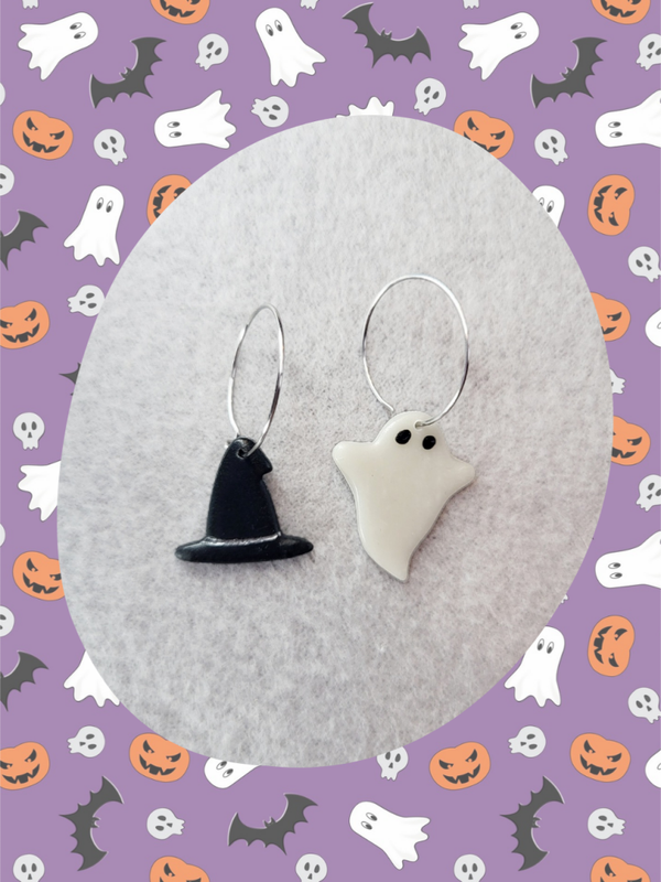 Boucles d'oreilles halloween 👻🧙🏻 | fantôme et chapeau de sorcière