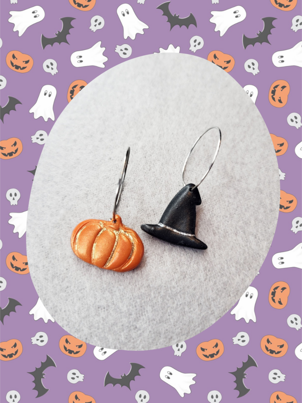 Boucles d'oreilles halloween 🎃🧙🏻 | citrouille et chapeau de sorcière