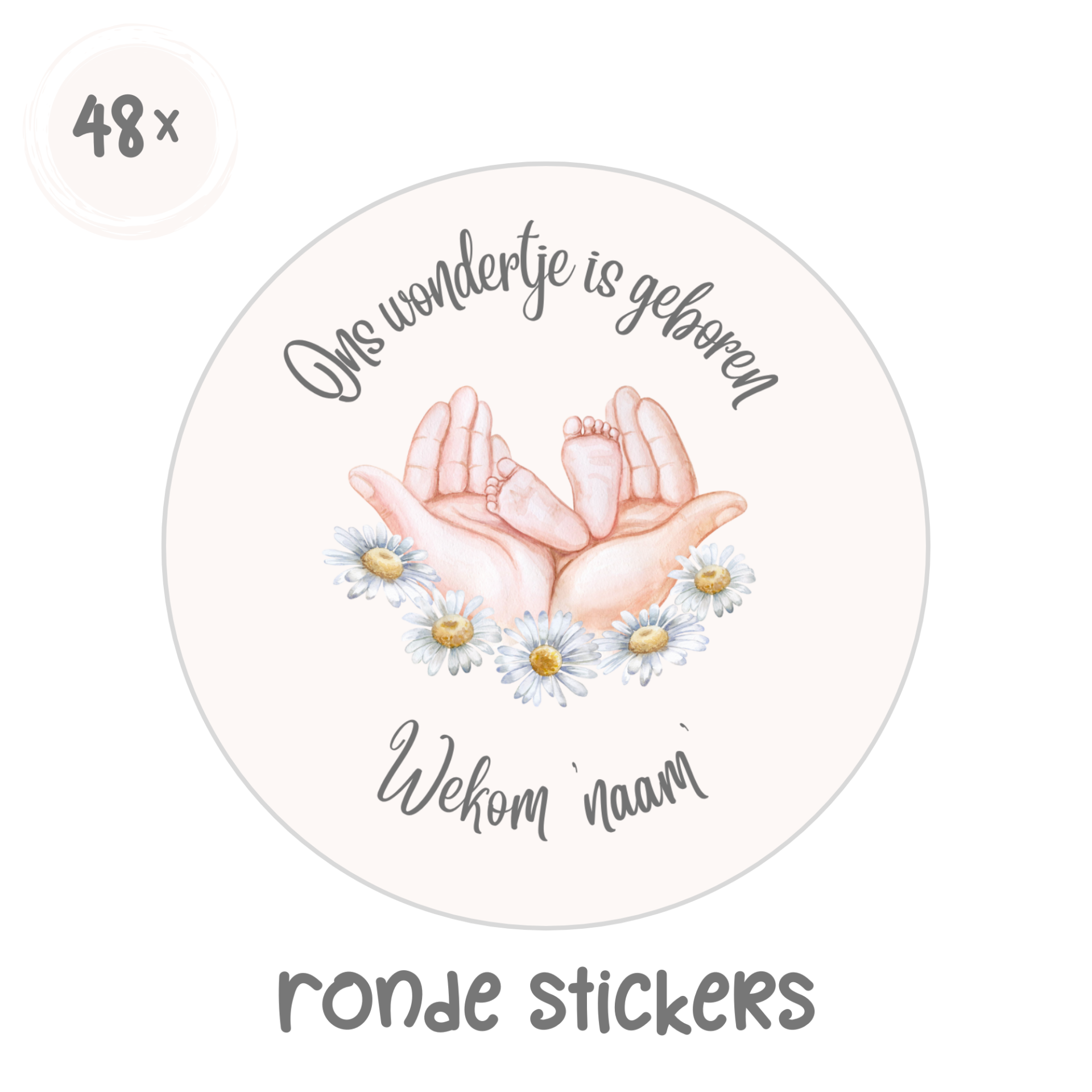 Geboorte stickers – Ons wondertje is geboren – Gepersonaliseerd met naam – set van 48