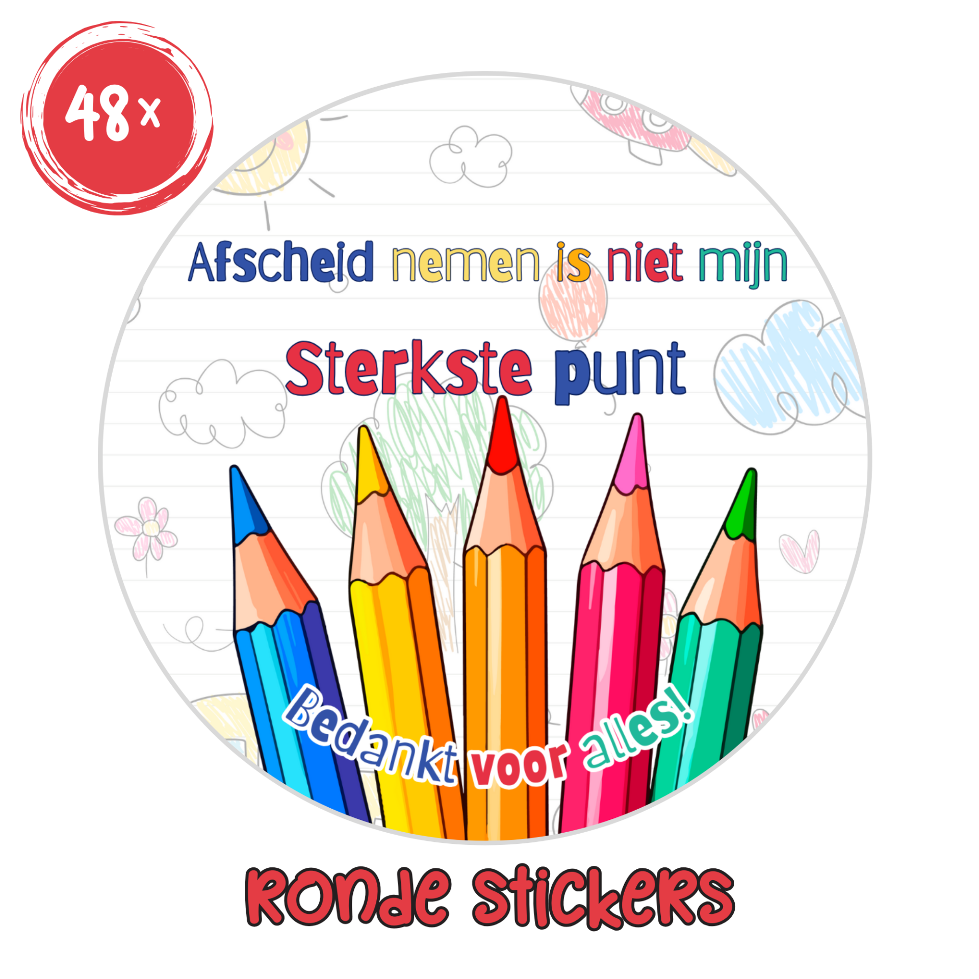 Traktatie stickers – Afscheid KDV – Peuterspeelzaal bedankjeset - van 48