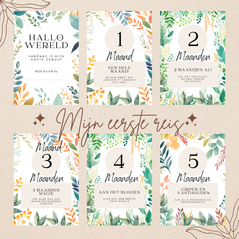 Milestones Baby - Mijlpaal kaarten baby - Botanic - 33 stuks