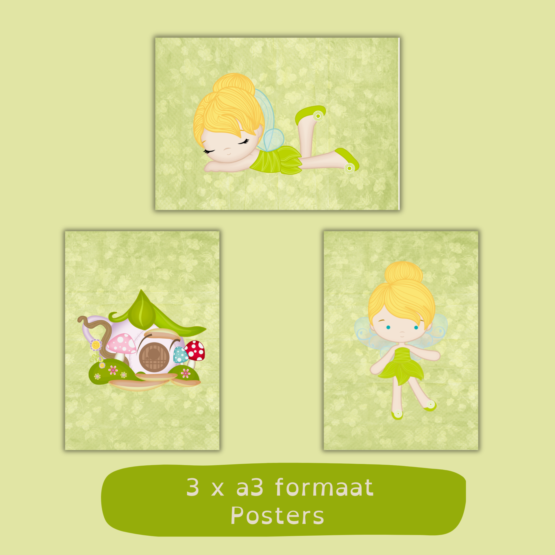Tinker Bell kinderkamer posters A3 – Set van 3 sprookjesachtige wall art