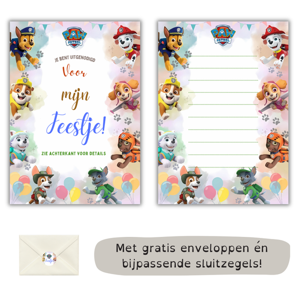 Uitnodiging Paw Patrol - Kinderfeestje