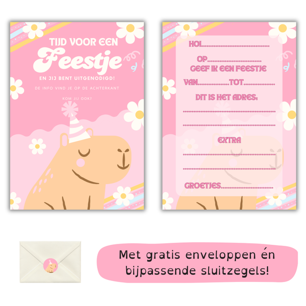 Capybara kinderfeestje uitnodiging