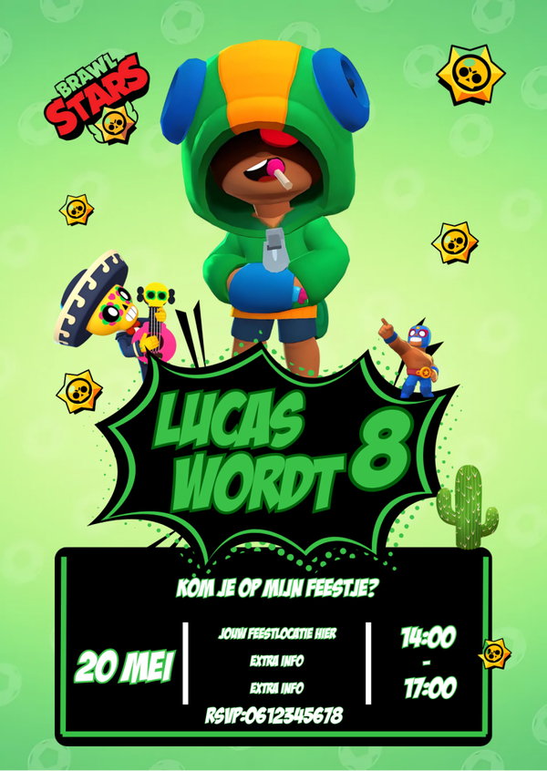 Gepersonaliseerde Brawl Stars Uitnodigingen Kinderfeestje