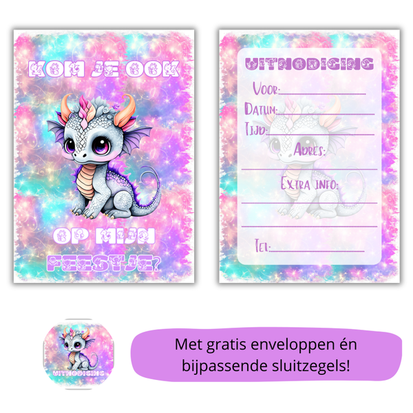 schattige draakjes uitnodiging – voor meisjes