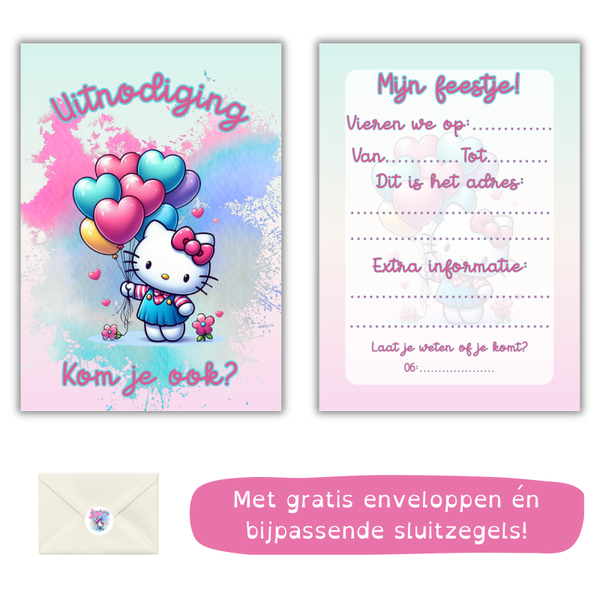 Hello Kitty uitnodiging 2 – Kleurrijk & vrolijk