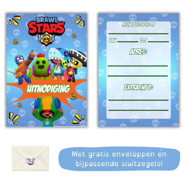 Brawl Stars Uitnodigingen Kinderfeestje – Kant en Klaar