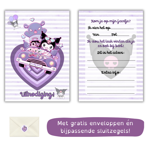 Kuromi Purple - Uitnodiging kinderfeestje